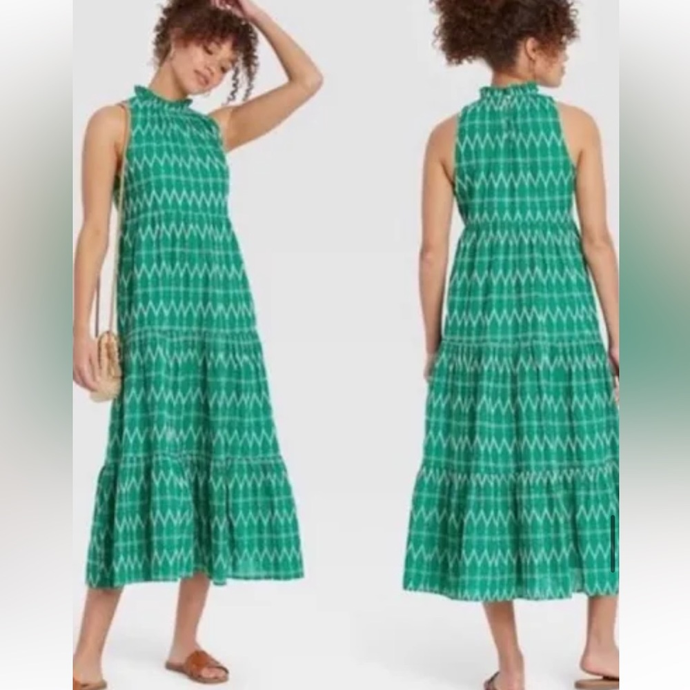 Universal Thread green embroidered maxi dress